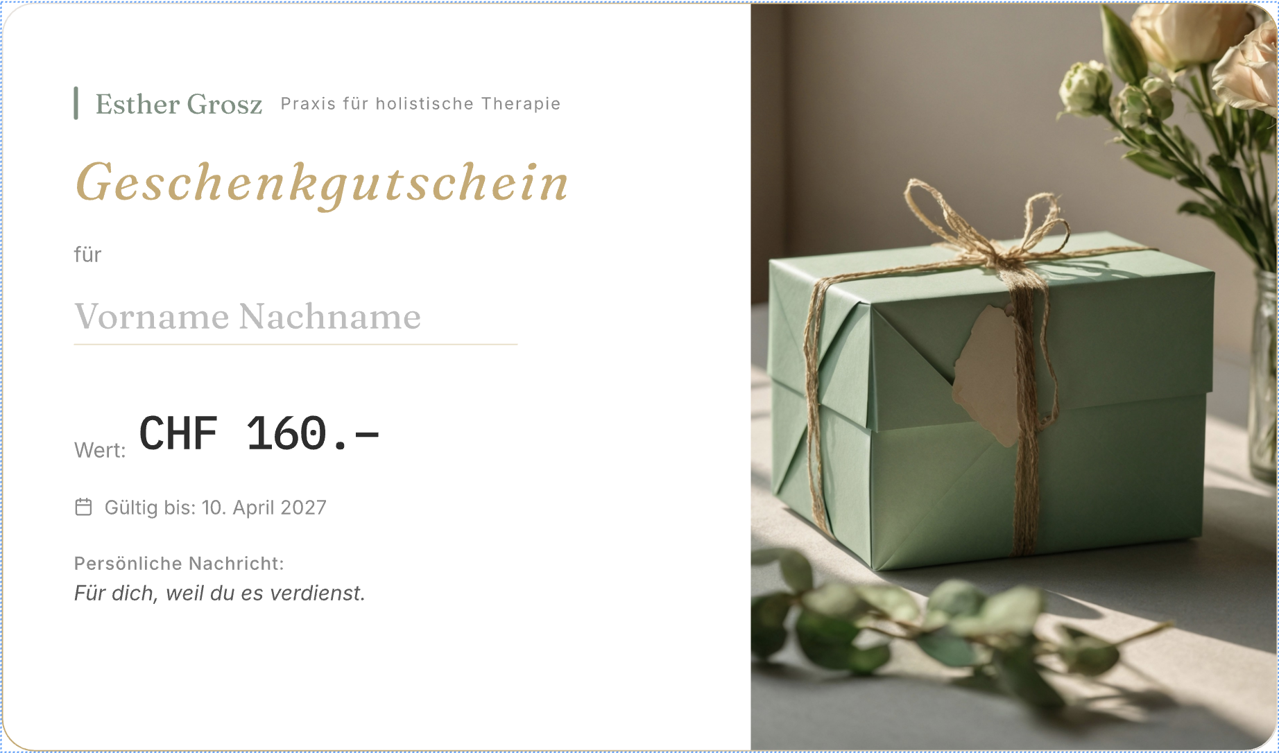 Geschenkgutschein Vorschau – Beispieldarstellung